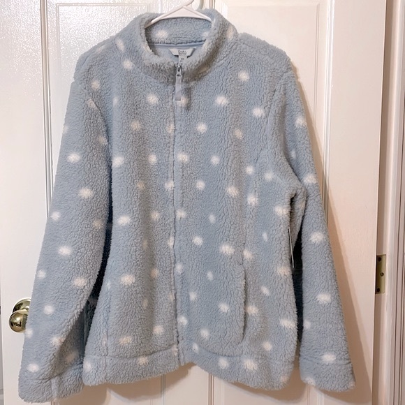 Soft & Fuzzy Blue & White Croft & Barrow Sherpa Fleece Jacket, Sz XL, NWT - Picture 2 of 10